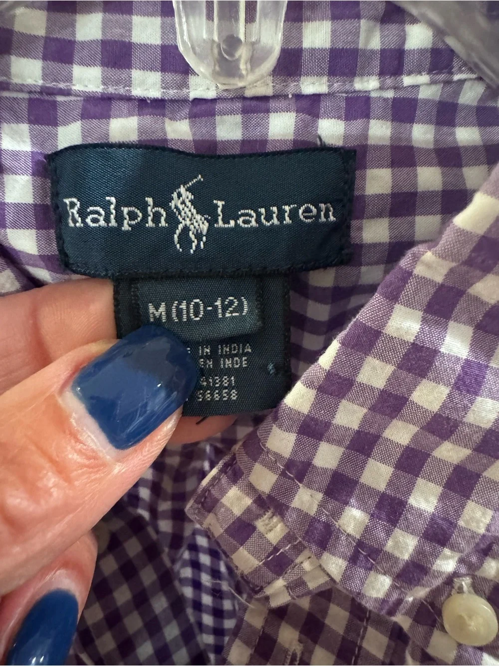 Ralph Lauren Purple & White Gingham Button-Down Shirt - Kids